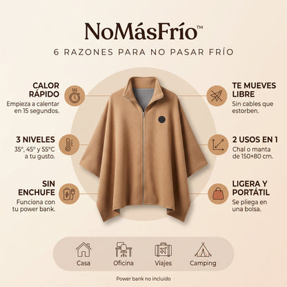 Poncho con calefacción USB NoMásFrío, infografía 3